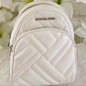 Authentic! Michael Kors Abbey XS Mini Backpack Crossbody Leather Purse White